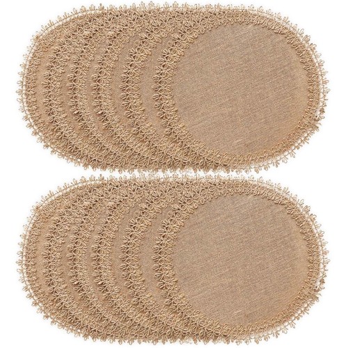 Burlap round braided placemats - braided,