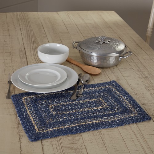 Placemat great falls blue jute - blue,