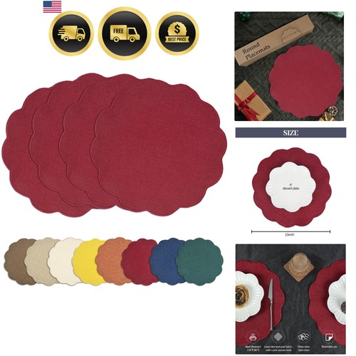 Faux linen round - placemats, set